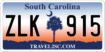 SC license plate ZLK915