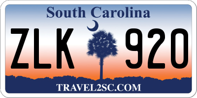 SC license plate ZLK920