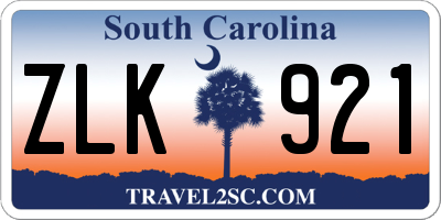 SC license plate ZLK921