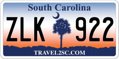 SC license plate ZLK922