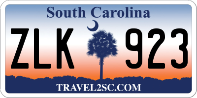 SC license plate ZLK923