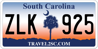 SC license plate ZLK925