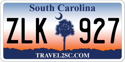 SC license plate ZLK927