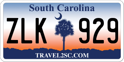SC license plate ZLK929