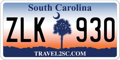 SC license plate ZLK930