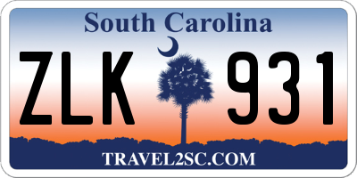 SC license plate ZLK931