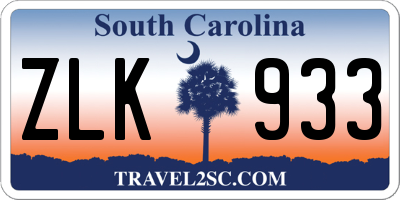 SC license plate ZLK933
