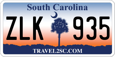 SC license plate ZLK935