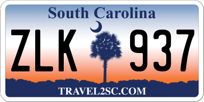 SC license plate ZLK937