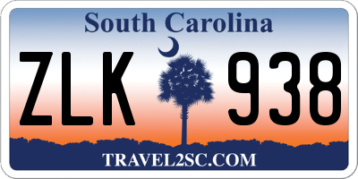 SC license plate ZLK938