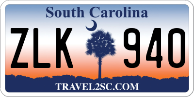 SC license plate ZLK940