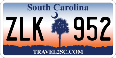 SC license plate ZLK952