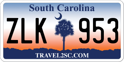 SC license plate ZLK953
