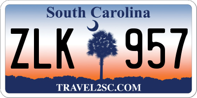 SC license plate ZLK957