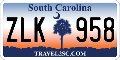 SC license plate ZLK958