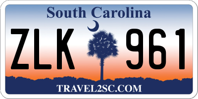 SC license plate ZLK961