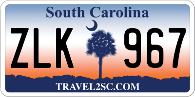 SC license plate ZLK967