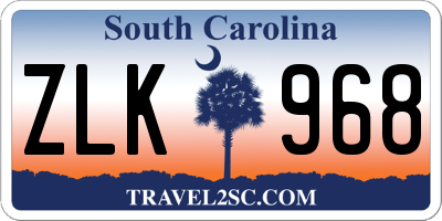 SC license plate ZLK968