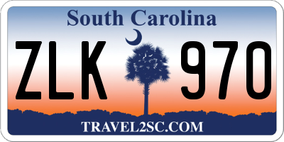 SC license plate ZLK970