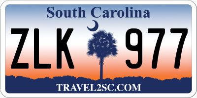 SC license plate ZLK977