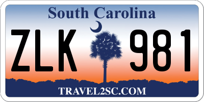 SC license plate ZLK981