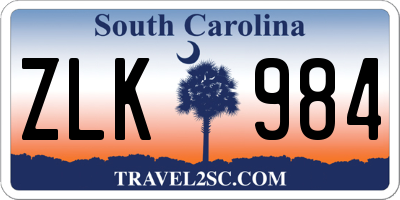 SC license plate ZLK984
