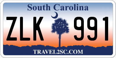 SC license plate ZLK991
