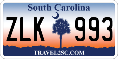 SC license plate ZLK993