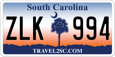 SC license plate ZLK994