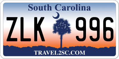SC license plate ZLK996