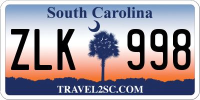 SC license plate ZLK998