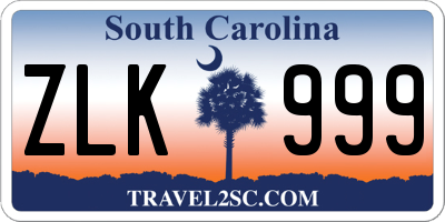 SC license plate ZLK999
