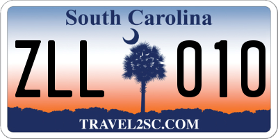SC license plate ZLL010