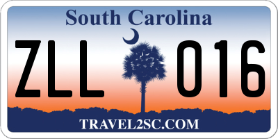 SC license plate ZLL016
