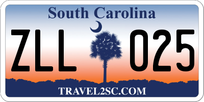 SC license plate ZLL025
