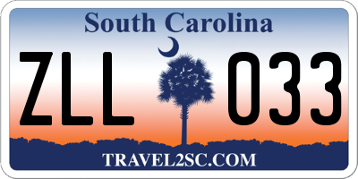 SC license plate ZLL033