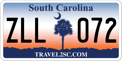 SC license plate ZLL072