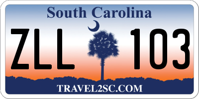 SC license plate ZLL103