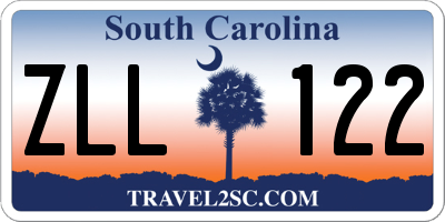 SC license plate ZLL122