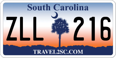 SC license plate ZLL216