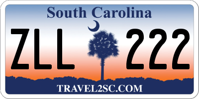 SC license plate ZLL222
