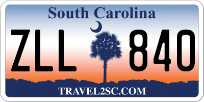 SC license plate ZLL840