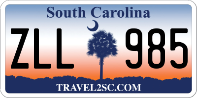 SC license plate ZLL985