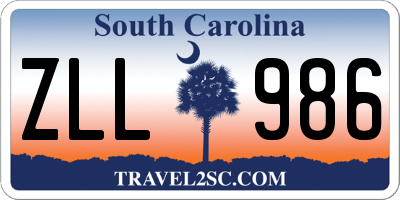 SC license plate ZLL986