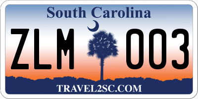 SC license plate ZLM003