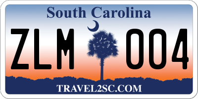 SC license plate ZLM004