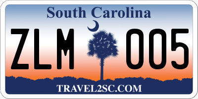 SC license plate ZLM005