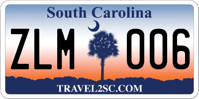 SC license plate ZLM006