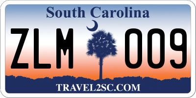 SC license plate ZLM009
