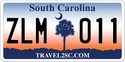 SC license plate ZLM011